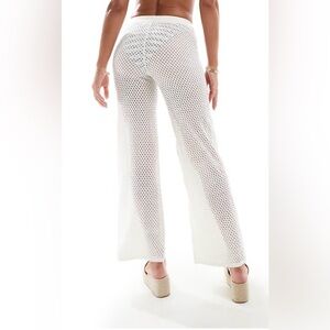 White Crochet Wide-Leg Pants MADISON